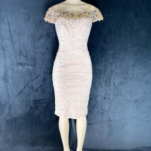 Elegant Pink Floral Lace Dress by Mandalay